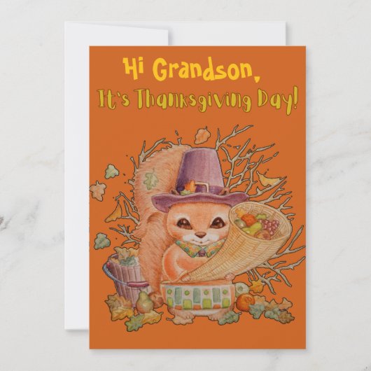 Une carte de Thanksgiving personnalisée pour petit (Devant)