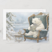 Une carte de vacances d'un ours polaire blanc dans (Devant / Derrière)