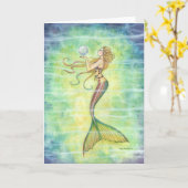 Une carte de voeux de sirène en bulle (Fleur jaune)