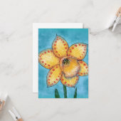 Une Carte De Voeux Dotty Daffodique (Devant/Arrière en situation)