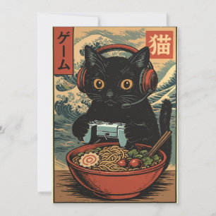 Une carte de vœux drôle de chat de gamer grincheux