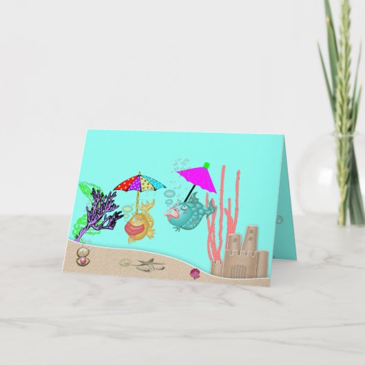 Une carte de voeux "Juste parce que" avec 2 poisso (Devant)