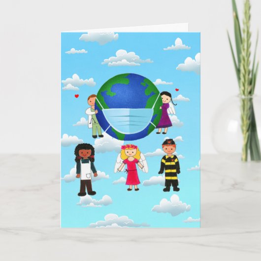 Une carte de voeux pliée Merci Héros (Devant)