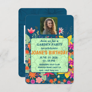 Une carte d'invitation colorée pour une fête dans 