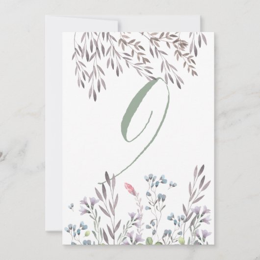 Une carte double face de table de mariage aux fleu (Devant)