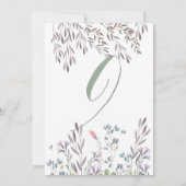 Une carte double face de table de mariage aux fleu (Dos)