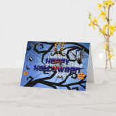 Une carte heureuse de Halloween d'amusement (Fleur jaune)