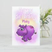 Une Carte Hippo D'Anniversaire Heureuse (Debout devant)