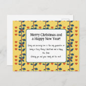 une carte Joyeuse nouvelle année jaune v6/6 (Devant / Derrière)
