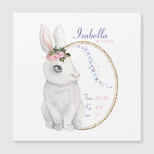 Une carte magnétique faire-part de naissance perso (Devant)