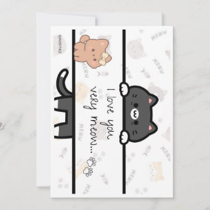 Une carte mignonne de je t'aime très miaou à un a