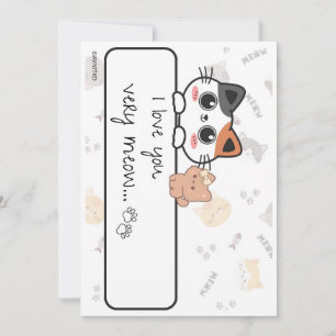 Une carte mignonne de je t'aime très moi miaou à u