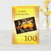 Une carte musicale 100e anniversaire avec un violo (Fleur jaune)
