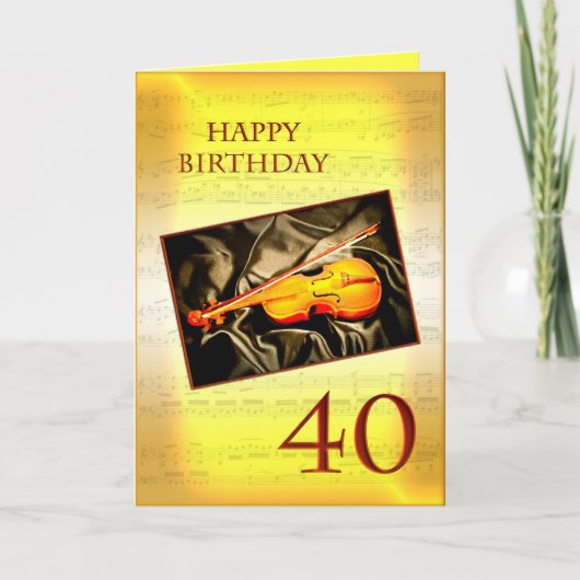 Une carte musicale de 40ème anniversaire avec un v (Devant)