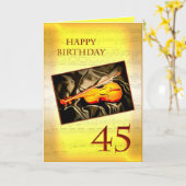 Une carte musicale de 45ème anniversaire avec un v (Fleur jaune)