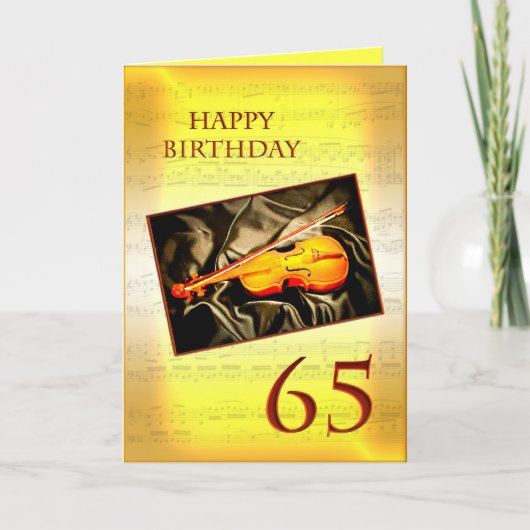 Une carte musicale de 65ème anniversaire avec un v (Devant)