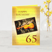 Une carte musicale de 65ème anniversaire avec un v (Fleur jaune)