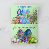 Une Carte Pâques Agréable Avec Bunnies (Intérieur)
