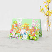 Une Carte Pâques Agréable Avec Bunnies (Fleur jaune)