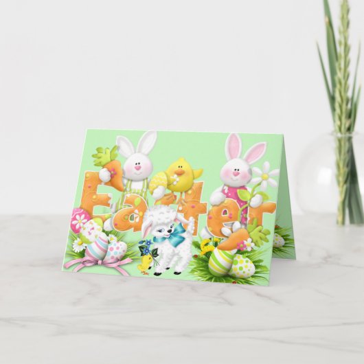 Une Carte Pâques Agréable Avec Bunnies (Devant)