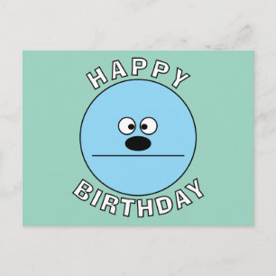 Une carte postale d'anniversaire avec un visage dr