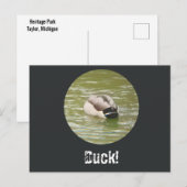 Une carte postale de canard qui canarde (Devant / Derrière)