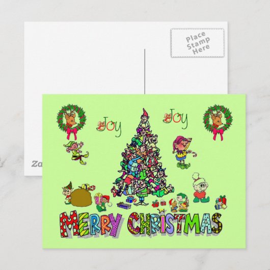 une carte postale de Noël d'elfes (Devant / Derrière)