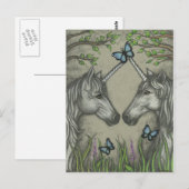Une carte postale de salutation de licorne (Devant / Derrière)