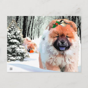 Une carte postale de vacances de Chow JOUR DE NEIG