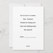 Une carte pour un enseignant parfait sur un millio (Dos)