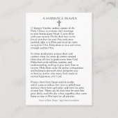 Une carte sainte de mariage de faveur catholique (Dos)