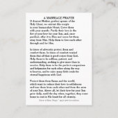 Une carte sainte de mariage de faveur catholique (Dos)