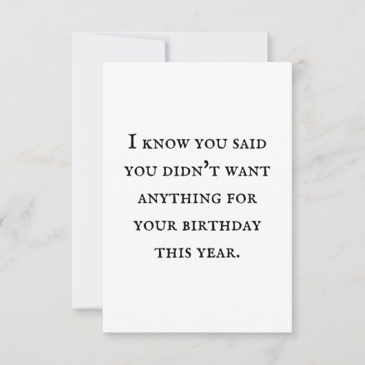 Une carte sans cadeau est son propre cadeau. (Devant)