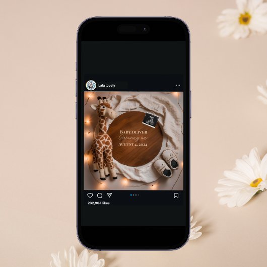 Une chaleureuse faire-part de grossesse en girafe