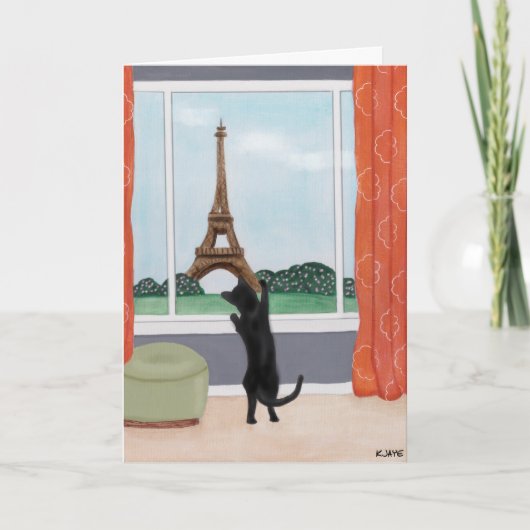 Une chatte à Paris - Carte de vœux d'art raffiné (Devant)