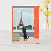 Une chatte à Paris - Carte de vœux d'art raffiné (Fleur jaune)