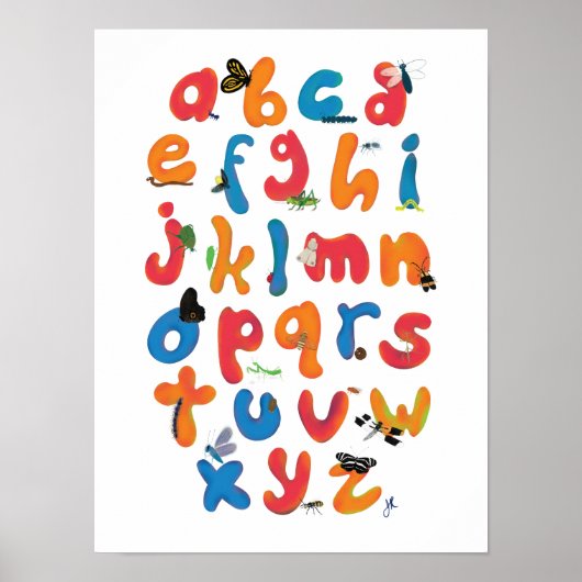 Une collection de bugs Alphabet Enfants Art mural (Devant)