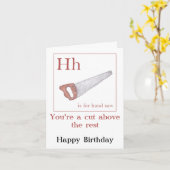 "Une coupe au-dessus" scie à main carte d'annivers (Fleur jaune)