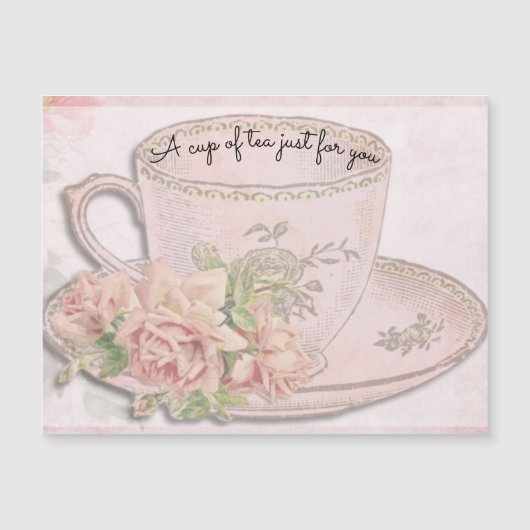 Une coupe de thé pour la carte magnétique rose de (Devant)