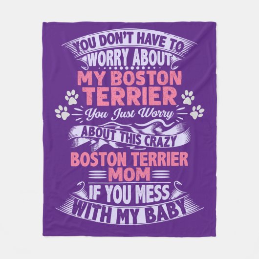 Une couverture en toison "Boston Terrier". (Devant)