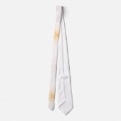 Une cravate blanche avec des motifs orange et rose (Dos)