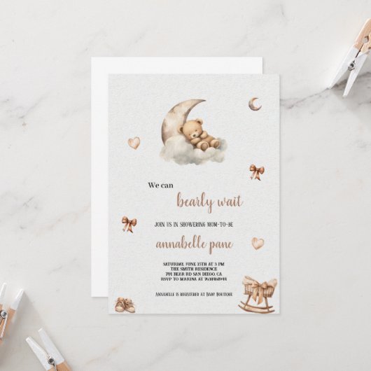 UNE CUTE INVITATION DE BABYSHOWOWE À L'OURS BROWN (Devant/Arrière en situation)