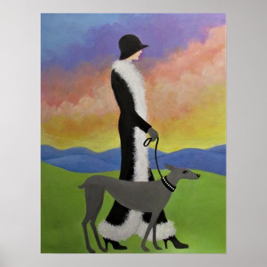 Une dame promenant son chien / Poster (Devant)