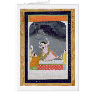 Une dame sur une oscillation, Kangra, collines