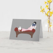 Une dame, un chat et une très bonne carte de note (Fleur jaune)