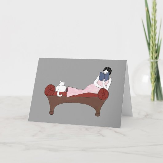 Une dame, un chat et une très bonne carte de note (Devant)