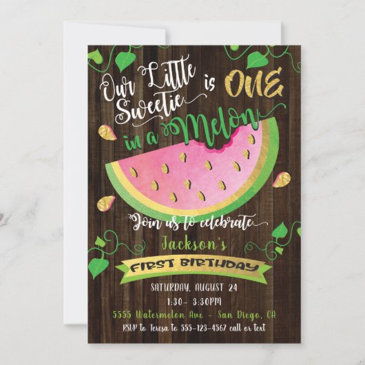 Une dans Melon première invitation de fête d'anniv (Devant)