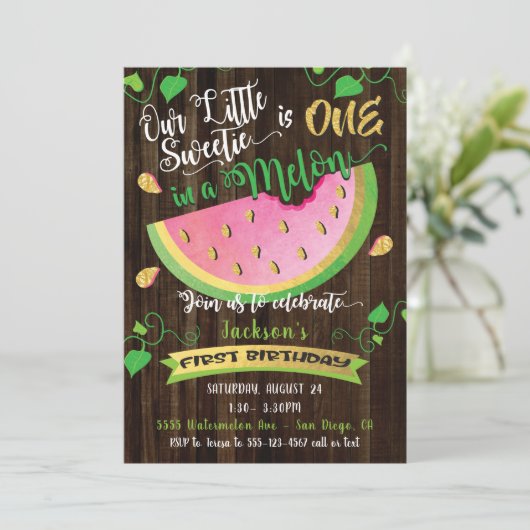 Une dans Melon première invitation de fête d'anniv (Debout devant)