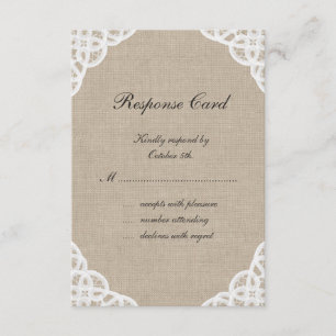Une dentelle et une toile de jute rustiques RSVP