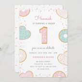 Une Donut One Anniversaire invitation rose (Devant / Derrière)